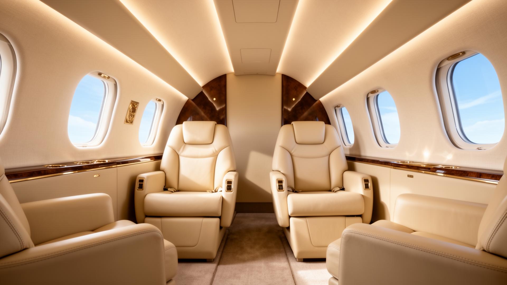 Inside a private jet cabin