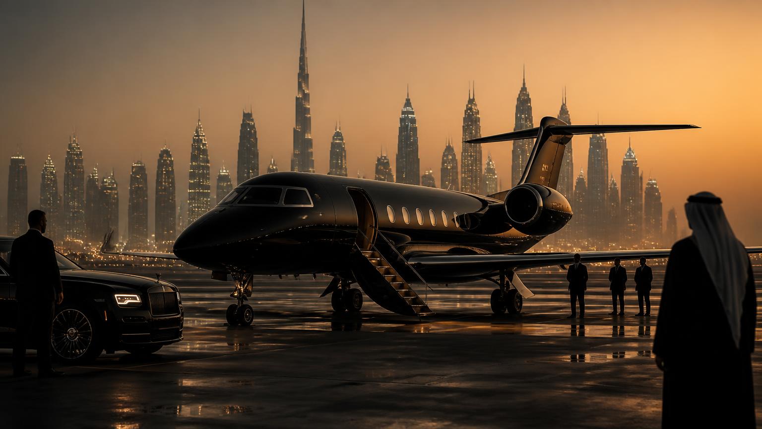 Private jet on the apron ahead of Dubai World Cup in Dubai, United Arab Emirates