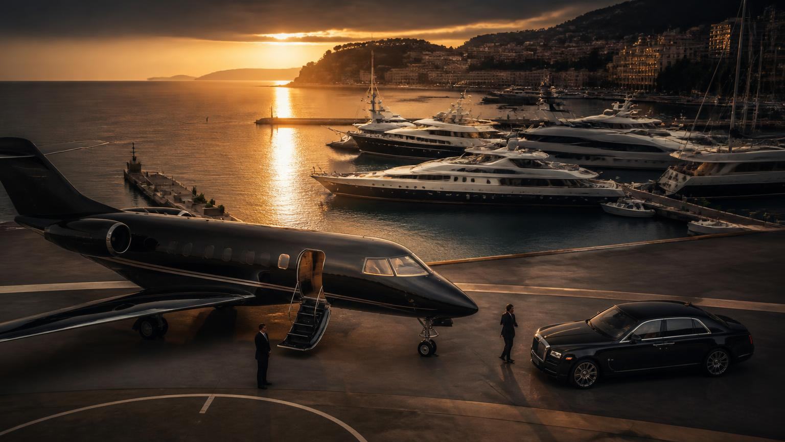 Private jet on the apron ahead of Monaco Yacht Show in Monaco, Monaco