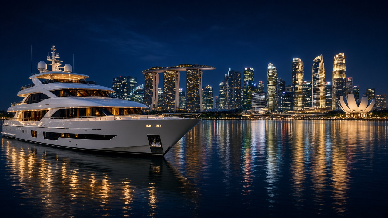 Luxury yacht on Marina Bay for Singapore Grand Prix week — Blue Ocean Club
